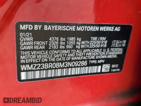 2021 MINI Countryman Oxford Edition with VIN WMZ23BR08M3N09286, listed as a Copart auction lot 77888664 with 49,636 mi miles and Non Repairable. Bid and sale history available at carsss.com. Image 13.