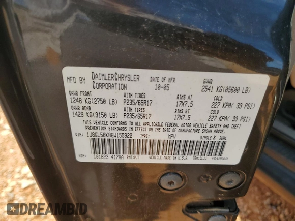 2006 Jeep Liberty Limited with VIN 1J8GL58K86W155922, listed as a Copart auction lot 64620815 with 130,149 mi miles and Salvage title. Bid and sale history available at DreamBid. Image 13.