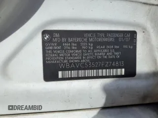 2007 BMW 3 Series 328i with VIN WBAVC53527FZ74813, listed as a Copart auction lot 62311675 with 159,332 mi miles and Salvage title. Bid and sale history available at DreamBid. Image 12.