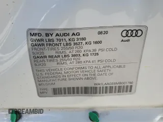 2021 Audi e-tron Premium Plus with VIN WA1LAAGE6MB001790, listed as a Copart auction lot 80484104 with 38,455 mi miles and Salvage title. Bid and sale history available at DreamBid. Image 15.