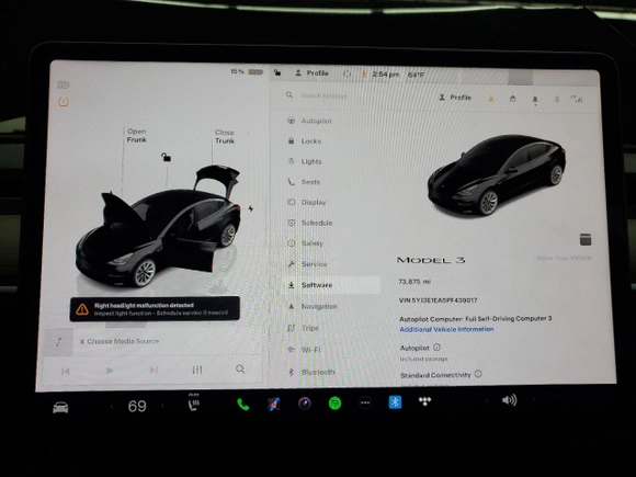 2023 Tesla Model 3 with VIN 5YJ3E1EA5PF439017, listed as a Copart auction lot 53694145 with 73,875 mi miles and Salvage Title. Bid and sale history available at DreamBid. Image 9.