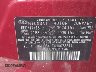 2017 Hyundai Elantra Value Edition z VIN KMHD84LF4HU073311, wystawiony jako IAAI lot #42253144 z przebiegiem 38 127 mil mil oraz . Historia ofert i sprzedaży dostępna na DreamBid. Obrazek 9.