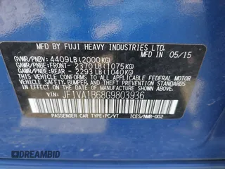 2016 Subaru WRX with VIN JF1VA1B68G9803936, listed as a IAAI auction lot 42108121 with 113,416 mi miles. Bid and sale history available at carsss.com. Image 9.