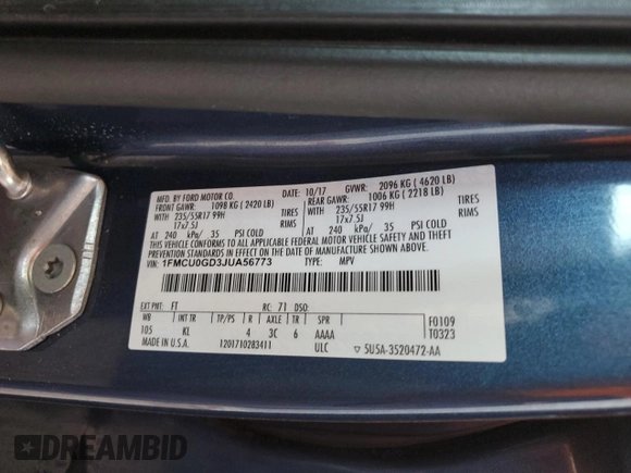 2018 Ford Escape SE with VIN 1FMCU0GD3JUA56773, listed as a Copart auction lot 52814445 with 70,194 mi miles and Salvage Title. Bid and sale history available at carsss.com. Image 13.