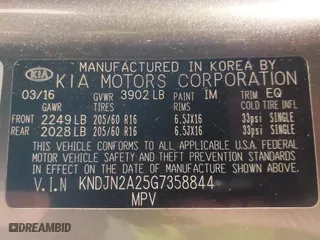 2016 Kia Soul with VIN KNDJN2A25G7358844, listed as a IAAI auction lot 41370917 with 99,498 mi miles. Bid and sale history available at carsss.com. Image 9.