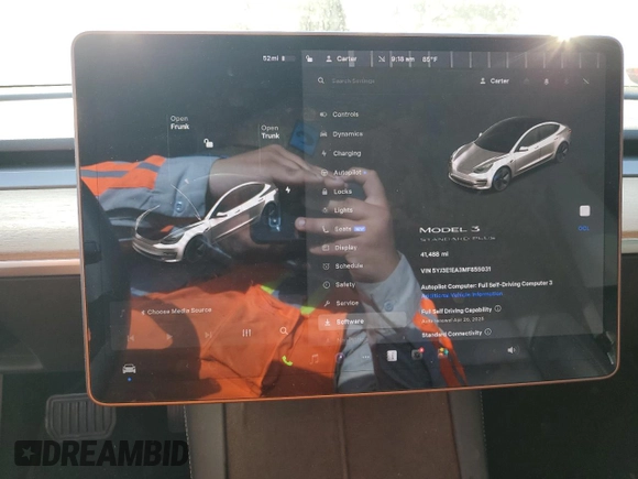 2021 Tesla Model 3 Standard Range Plus z VIN 5YJ3E1EA3MF855031, wystawiony jako Copart lot #51135295 z przebiegiem 41 488 mil mil oraz Szkody całkowita. Historia ofert i sprzedaży dostępna na DreamBid. Obrazek 9.