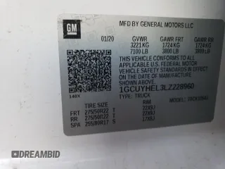 2020 Chevrolet Silverado 1500 High Country with VIN 1GCUYHEL3LZ228960, listed as a Copart auction lot 49485455 with 113,558 mi miles and Salvage Title. Bid and sale history available at carsss.com. Image 12.
