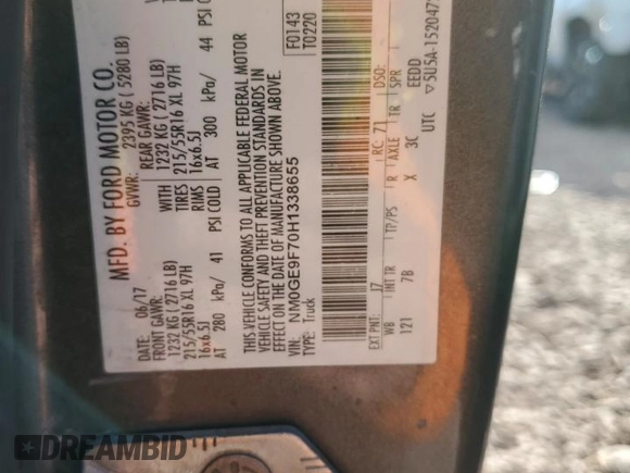 2017 Ford Transit Connect XLT z VIN NM0GE9F70H1338655, wystawiony jako Copart lot #87490064 z przebiegiem 95 902 mil mil oraz Szkoda całkowita • Salvage title. Historia ofert i sprzedaży dostępna na DreamBid. Obrazek 12.