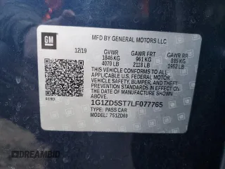 2020 Chevrolet Malibu LT with VIN 1G1ZD5ST7LF077765, listed as a Copart auction lot 43127835 with 83,640 mi miles and Salvage Title. Bid and sale history available at DreamBid. Image 14.