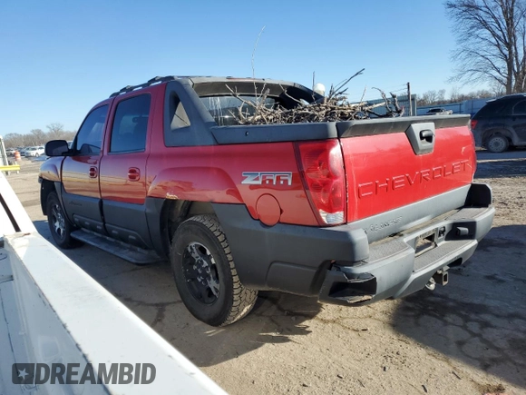 2002 Chevrolet Avalanche z VIN 3GNEC13T02G267332, wystawiony jako Copart lot #41855985 z przebiegiem Nie podano mil oraz Szkoda całkowita • Salvage title. Historia ofert i sprzedaży dostępna na DreamBid. Obrazek 2.