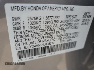 2017 Acura MDX Technology z VIN 5J8YD4H56HL008212, wystawiony jako Copart lot #59303895 z przebiegiem 5 145 mil mil oraz Szkoda całkowita • Salvage title. Historia ofert i sprzedaży dostępna na DreamBid. Obrazek 14.