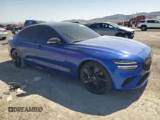 2023 Genesis G70 2.0T with VIN KMTG34TA9PU105285, listed as a Copart auction lot 58724654 with 26,885 mi miles and Salvage Title. Bid and sale history available at DreamBid. Image 4.
