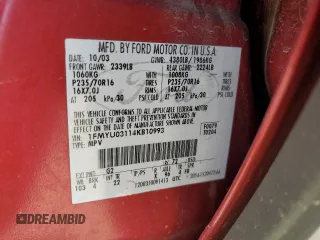 2004 Ford Escape XLT with VIN 1FMYU03114KB10993, listed as a Copart auction lot 62816725 with 192,860 mi miles and Non repairable. Bid and sale history available at DreamBid. Image 12.