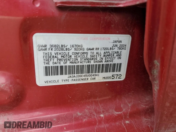 2005 Mitsubishi Lancer ES z VIN JA3AJ26E45U004941, wystawiony jako Copart lot #54614345 z przebiegiem 95 589 mil mil oraz Szkoda całkowita • Salvage title. Historia ofert i sprzedaży dostępna na DreamBid. Obrazek 12.