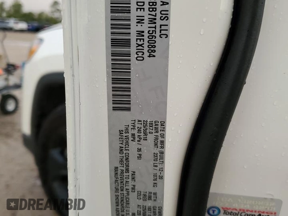 2021 Jeep Compass Altitude с VIN 3C4NJCBB7MT560884, выставлен на аукционе Copart как лот 78280374 с пробегом 81 083 миль миль и Списание • Salvage title. История ставок и продаж доступна на DreamBid. Изображение 13.