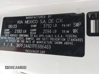 2023 Kia Forte LXS z VIN 3KPF24AD7PE686469, wystawiony jako IAAI lot #42112744 z przebiegiem 103 937 mil mil oraz . Historia ofert i sprzedaży dostępna na DreamBid. Obrazek 9.