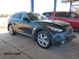 2015 Infiniti QX70 z VIN JN8CS1MW9FM481836, wystawiony jako Copart lot #57801425 z przebiegiem 130 011 mil mil oraz Szkoda całkowita • Salvage title. Historia ofert i sprzedaży dostępna na DreamBid. Obrazek 4.