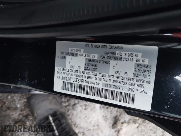 2018 Mazda 6 Grand Touring Reserve with VIN JM1GL1WY1J1308749, listed as a IAAI auction lot 41571220 with 113,041 mi miles and . Bid and sale history available at carsss.com. Image 9.