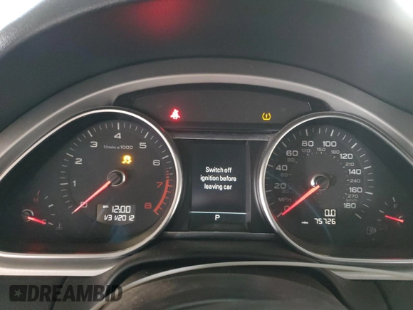 2013 Audi Q7 3.0T Premium Plus with VIN WA1LGAFE8DD007305, listed as a Copart auction lot 54019185 with 75,726 mi miles and Clean Title. Bid and sale history available at carsss.com. Image 9.