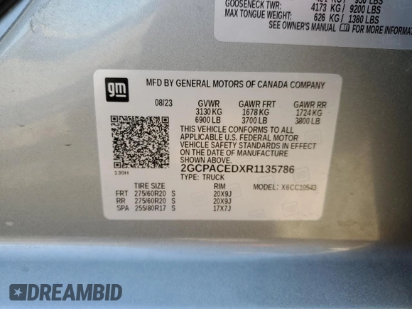 2024 Chevrolet Silverado 1500 LT with VIN 2GCPACEDXR1135786, listed as a Copart auction lot 49002265 with 25,606 mi miles and Salvage Title. Bid and sale history available at DreamBid. Image 12.