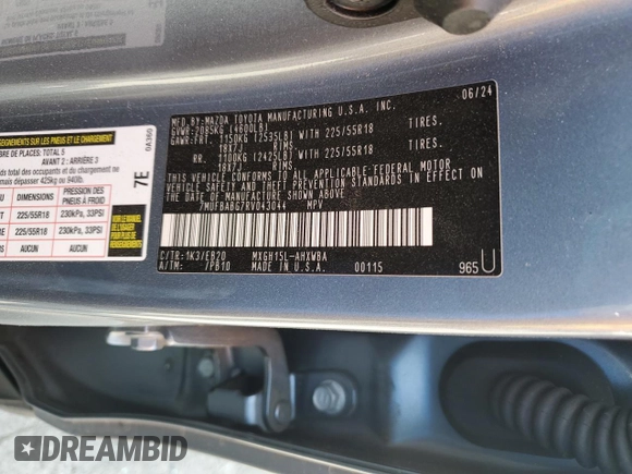 2024 Toyota Corolla Cross Hybrid S with VIN 7MUFBABG7RV043044, listed as a Copart auction lot 61828715 with 10,473 mi miles and Salvage title. Bid and sale history available at DreamBid. Image 13.