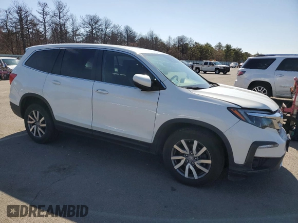 2021 Honda Pilot EX-L with VIN 5FNYF6H59MB051833, listed as a Copart auction lot 50360485 with 153,971 mi miles and Salvage Title. Bid and sale history available at DreamBid. Image 4.