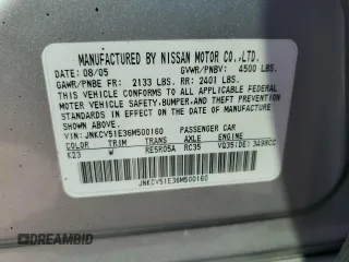 2006 Infiniti G35 with VIN JNKCV51E36M500160, listed as a Copart auction lot 71505364 with 236,731 mi miles and Salvage Title. Bid and sale history available at DreamBid. Image 12.