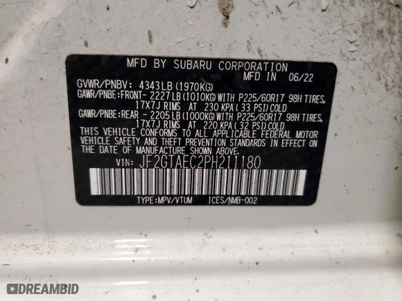 2023 Subaru Crosstrek Premium with VIN JF2GTAEC2PH211180, listed as a Copart auction lot 42017725 with NaN miles and Salvage Title. Bid and sale history available at carsss.com. Image 13.