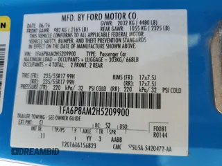 2017 Ford Mustang V6 with VIN 1FA6P8AM2H5209900, listed as a Copart auction lot 60493055 with 93,160 mi miles and Salvage title. Bid and sale history available at DreamBid. Image 12.