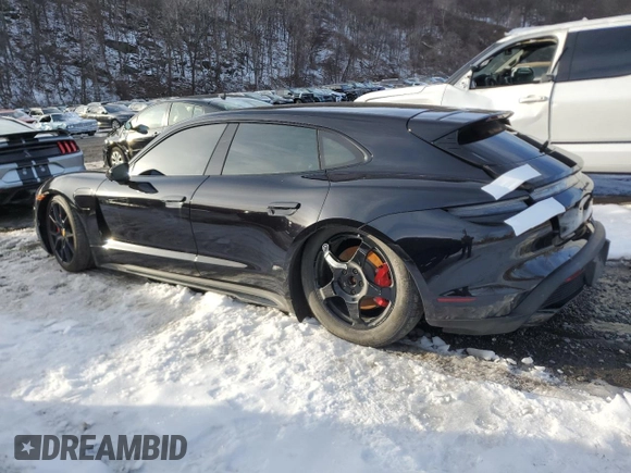 2023 Porsche Taycan GTS with VIN WP0CD2Y14PSA90314, listed as a Copart auction lot 46137985 with 7,961 mi miles and Salvage title. Bid and sale history available at DreamBid. Image 2.