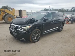 2013 Infiniti JX35 with VIN 5N1AL0MN5DC336213, listed as a Copart auction lot 76327014 with 126,852 mi miles and Salvage Title. Bid and sale history available at carsss.com. Image 1.