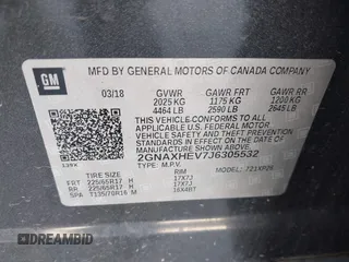 2018 Chevrolet Equinox LS with VIN 2GNAXHEV7J6305532, listed as a IAAI auction lot 41136629 with 180,490 mi miles and . Bid and sale history available at DreamBid. Image 9.
