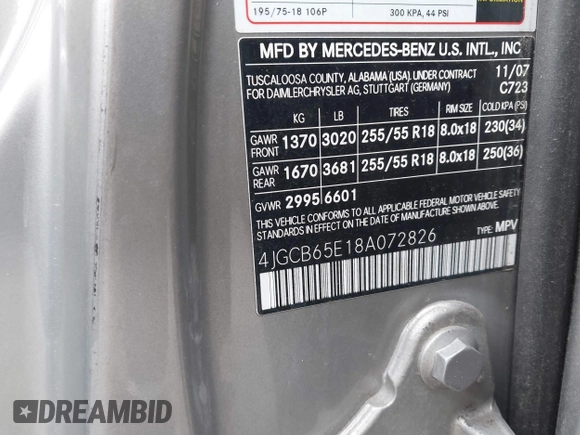 2008 Mercedes-Benz R 3.5L с VIN 4JGCB65E18A072826, выставлен на аукционе IAAI как лот 41866229 с пробегом 95 210 миль миль и . История ставок и продаж доступна на DreamBid. Изображение 9.