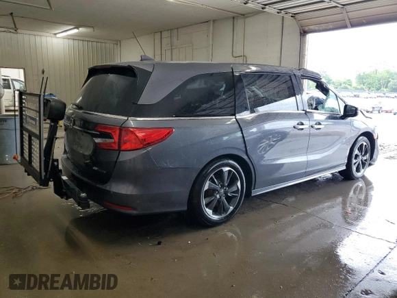 2023 Honda Odyssey Elite with VIN 5FNRL6H98PB056770, listed as a Copart auction lot 56984055 with Not provided miles and Salvage title. Bid and sale history available at DreamBid. Image 3.