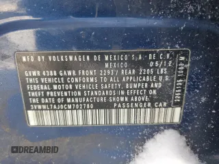 2012 Volkswagen Jetta SportWagen TDI with VIN 3VWML7AJ0CM702780, listed as a Copart auction lot 43163525 with 115,587 mi miles and Salvage Title. Bid and sale history available at carsss.com. Image 12.