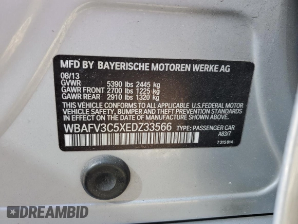 2014 BMW 5 Series 535d xDrive с VIN WBAFV3C5XEDZ33566, выставлен на аукционе Copart как лот 52250545 с пробегом 155 162 миль миль и Списание • Salvage title. История ставок и продаж доступна на DreamBid. Изображение 12.