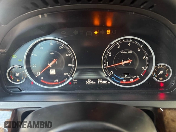 2015 BMW 7 Series 750i xDrive with VIN WBAYB6C5XFD965910, listed as a Copart auction lot 47488765 with 173,486 mi miles and Salvage Title. Bid and sale history available at carsss.com. Image 9.