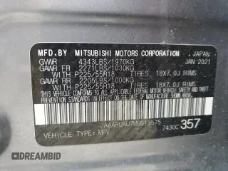2021 Mitsubishi Outlander ES z VIN JA4ARUAU7MU019575, wystawiony jako Copart lot #54922275 z przebiegiem 109 423 mil mil oraz Szkoda całkowita • Salvage title. Historia ofert i sprzedaży dostępna na DreamBid. Obrazek 14.