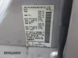 2009 Nissan Quest SL with VIN 5N1BV28U59N105982, listed as a IAAI auction lot 41795063 with 127,008 mi miles. Bid and sale history available at carsss.com. Image 9.