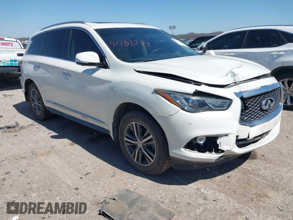 2018 Infiniti QX60 with VIN 5N1DL0MM9JC507884, listed as a IAAI auction lot 41738744 with 109,468 mi miles and . Bid and sale history available at DreamBid. Image 1.