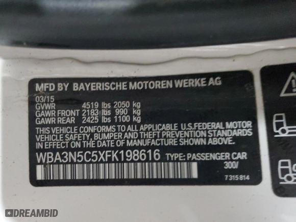 2015 BMW 4 Series 428i xDrive with VIN WBA3N5C5XFK198616, listed as a Copart auction lot 46233195 with 78,658 mi miles and Salvage Title. Bid and sale history available at carsss.com. Image 13.