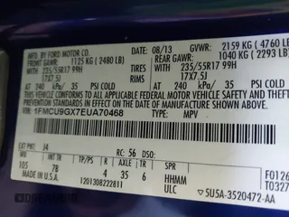 2014 Ford Escape SE with VIN 1FMCU9GX7EUA70468, listed as a IAAI auction lot 42679660 with 167,946 mi miles and . Bid and sale history available at DreamBid. Image 9.