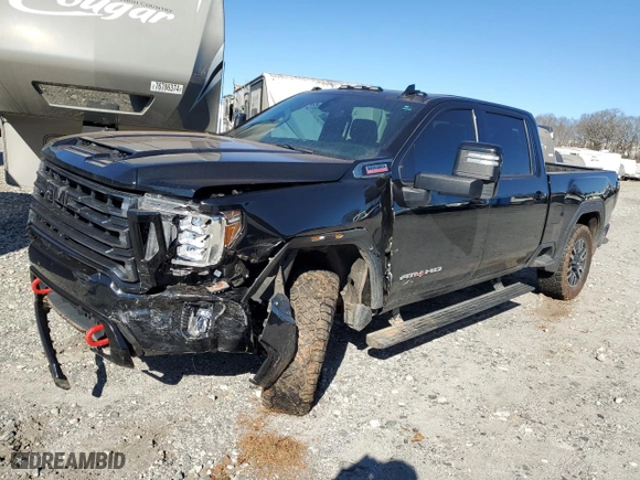 2021 GMC Sierra 2500HD AT4 with VIN 1GT49PEY6MF250229, listed as a Copart auction lot 89206225 with 77,462 mi miles and Salvage Title. Bid and sale history available at carsss.com. Image 1.
