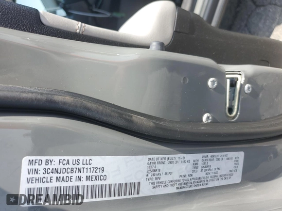 2022 Jeep Compass Limited с VIN 3C4NJDCB7NT117219, выставлен на аукционе Copart как лот 60330765 с пробегом 25 760 миль миль и Списание • Salvage title. История ставок и продаж доступна на DreamBid. Изображение 13.