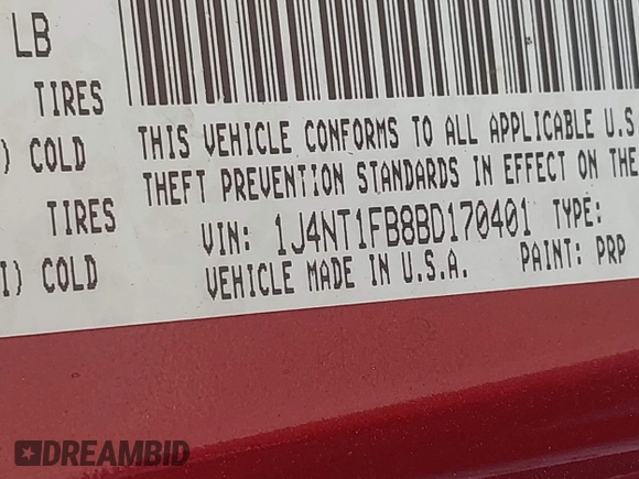 2011 Jeep Compass Latitude with VIN 1J4NT1FB8BD170401, listed as a IAAI auction lot 42094953 with 122,617 mi miles. Bid and sale history available at carsss.com. Image 9.