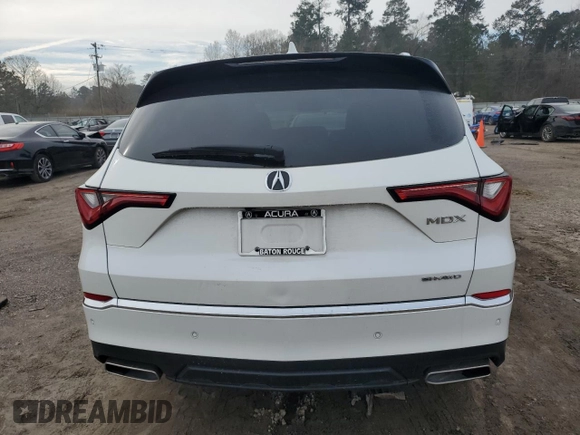 2022 Acura MDX w/Advance Package with VIN 5J8YE1H82NL051558, listed as a Copart auction lot 46953925 with 49,235 mi miles and Salvage Title. Bid and sale history available at carsss.com. Image 6.