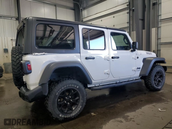 2022 Jeep Wrangler Unlimited Willys with VIN 1C4HJXDM7NW244562, listed as a Copart auction lot 79667744 with 47,157 mi miles and Salvage Title. Bid and sale history available at DreamBid. Image 3.