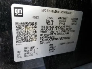 2023 Chevrolet Tahoe LT with VIN 1GNSKNKD5PR262044, listed as a Copart auction lot 63127975 with 34,333 mi miles and Salvage title. Bid and sale history available at DreamBid. Image 13.