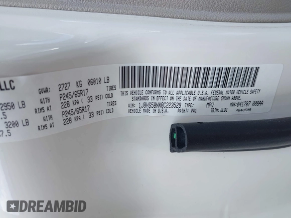 2008 Jeep Grand Cherokee Limited с VIN 1J8HS58NX8C223529, выставлен на аукционе IAAI как лот 42712639 с пробегом 155 248 миль миль и . История ставок и продаж доступна на DreamBid. Изображение 9.