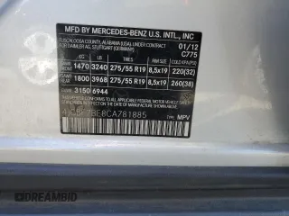 2012 Mercedes-Benz GL-Class GL 450 with VIN 4JGBF7BE8CA781885, listed as a Copart auction lot 75460994 with 135,033 mi miles and Salvage Title. Bid and sale history available at carsss.com. Image 14.